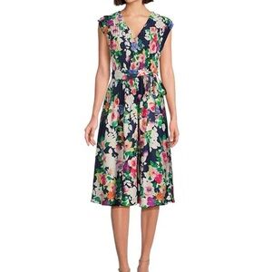 NWOT Jessica Howard petite size cap sleeve tie, waist floral dress